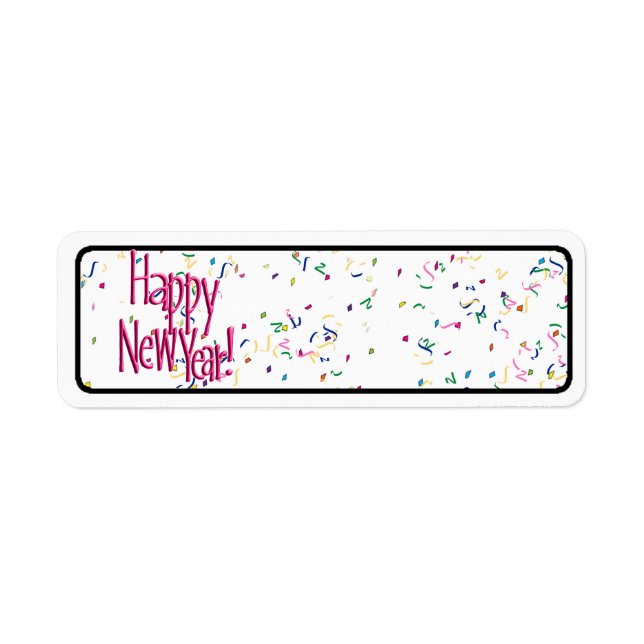 Etiqueta Felizes anos novos Texto Vermelho (Frente)