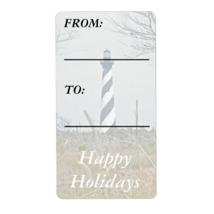 Etiqueta Felizes Feriados do Farol de Cape Hatteras