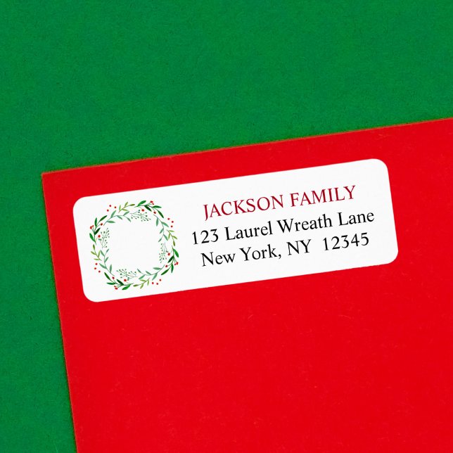 Etiqueta Felizes Feriados Elegantes, Laurel Wreath (Criador carregado)