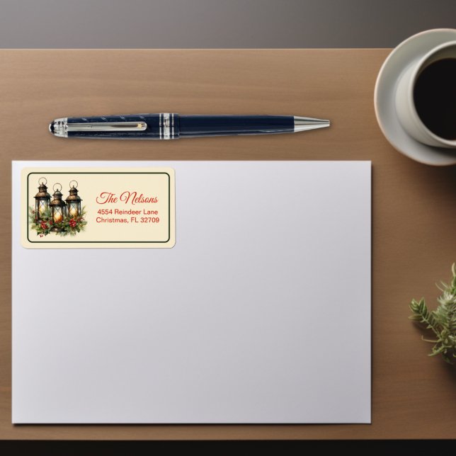 Etiqueta Felizes Festas de inverno Lanternas de Natal (Criador carregado)