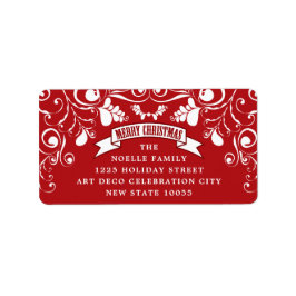 Etiqueta Felry Christmas Art Nouveau Floral Holiday Address
