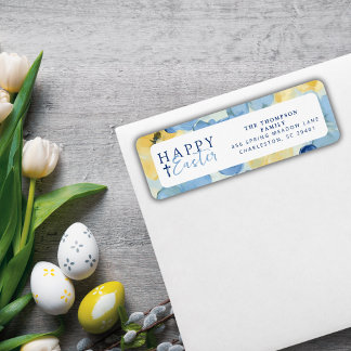 Etiqueta Felz pascoa Christian Primavera Floral Blue