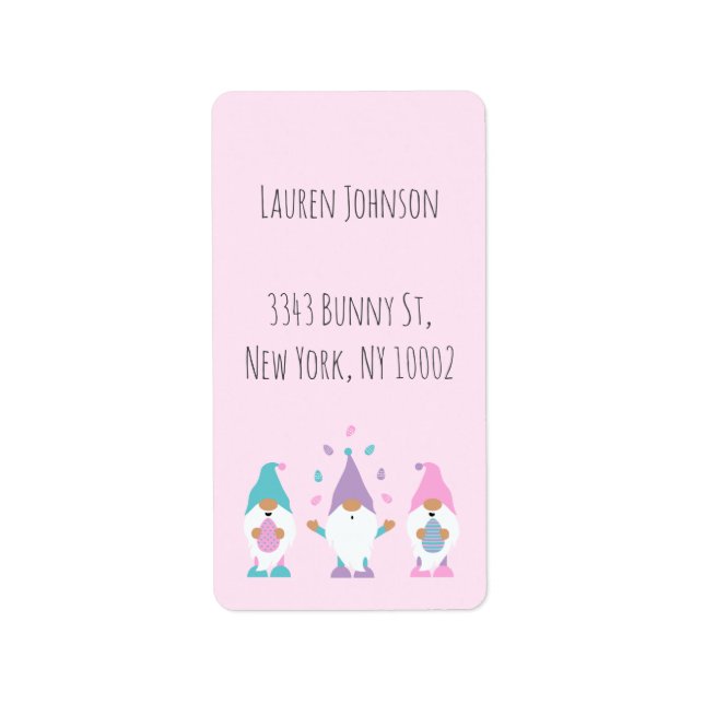 Etiqueta Felz pascoa Gnomie Fazendo malabarismo com Ovos de (Frente)