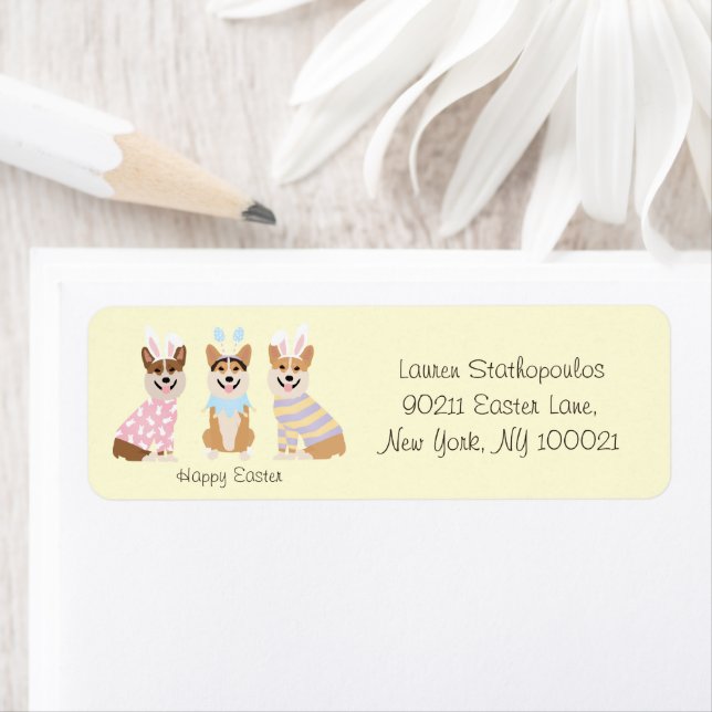 Etiqueta Felz pascoa Pembroke Welsh Corgi (Insitu)