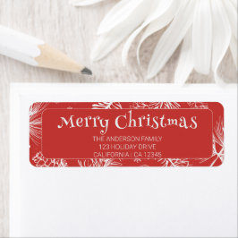 Etiqueta Feriado de Arte da Linha de Natal Vintage Red Merr