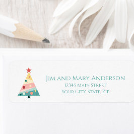 Etiqueta Feriado de Árvore de Natal Minimalista