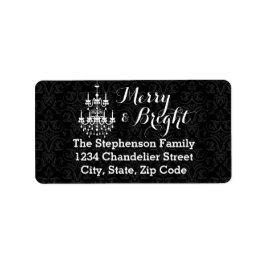 Etiqueta Feriado de candelabro preto feliz e brilhante