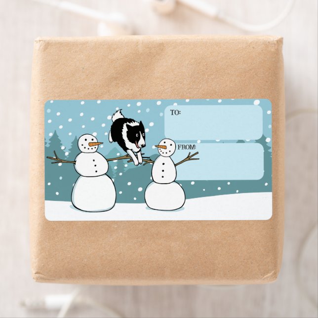 Etiqueta Feriado De Cão De Agilidade Na Fronteira De Collie (Insitu)