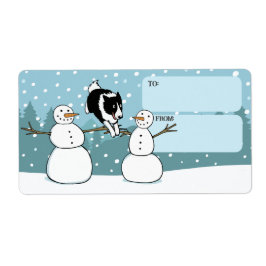 Etiqueta Feriado De Cão De Agilidade Na Fronteira De Collie