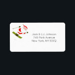 Etiqueta feriado de esqui<br><div class="desc">Papais noeis festivos esquiadores para aplaudir seus cartões de Natal e cartas.</div>