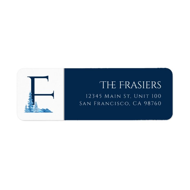 Etiqueta Feriado de inverno | Rótulo de endereço da letra F (Frente)