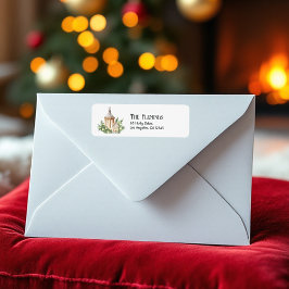 Etiqueta Feriado de Lanterna de Natal com Aquarela Neutral