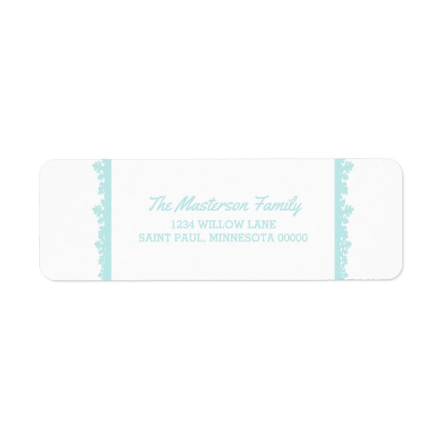 Etiqueta Feriado de Moldura de Neve Aqua (Frente)