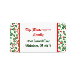 Etiqueta Feriado de morango vermelho verde da família edita