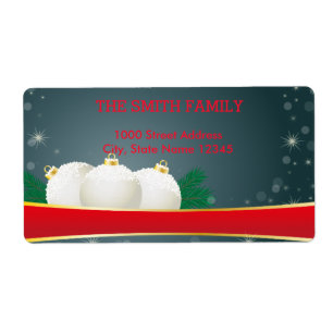 Etiqueta Feriado de Natal da Bola de Natal da Vintage White