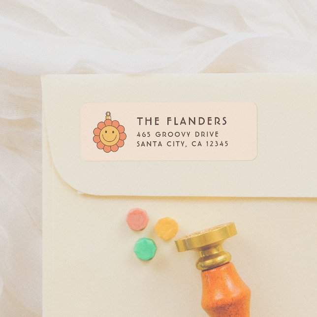 Etiqueta Feriado de Natal da Peace & Love Retro Groovy (Criador carregado)