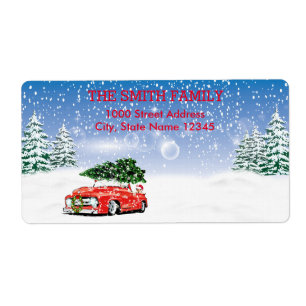 Etiqueta Feriado de Natal da Vintage White Snow Glitter