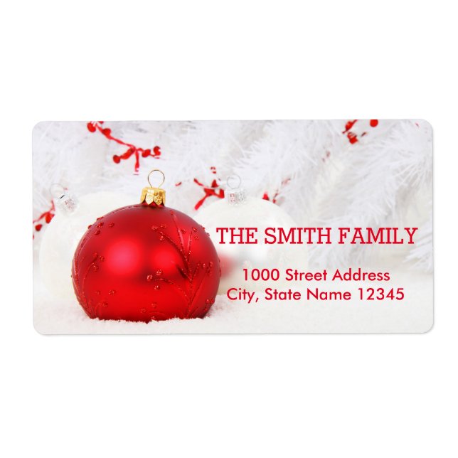 Etiqueta Feriado de Natal da Vintage White Snow Glitter (Frente)