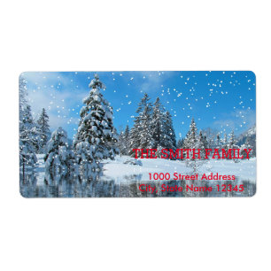Etiqueta Feriado de Natal da Vintage White Snow Glitter