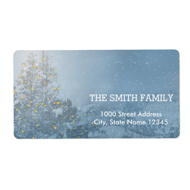 Etiqueta Feriado de Natal da Vintage White Snow Glitter (Frente)