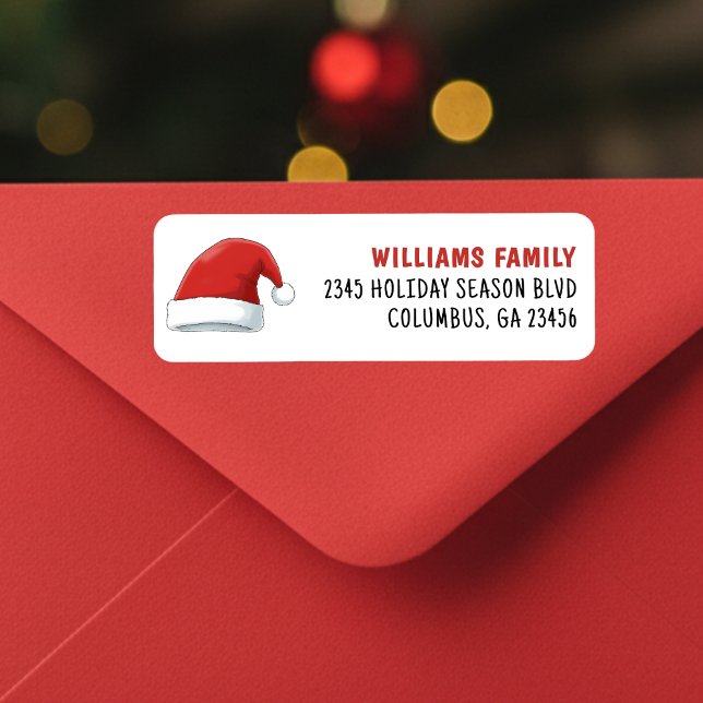 Etiqueta Feriado de Natal do Papai Noel (Santa Claus Hat Christmas Holiday Label
)