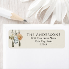 Etiqueta Feriado de Natal dos Ornamentos Metálicos Elegante