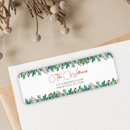 Etiqueta Feriado de Natal Floral de Watercolor