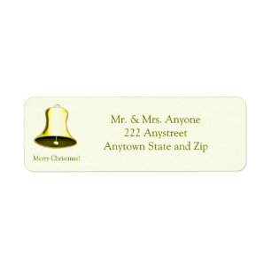 Etiqueta Feriado de Natal Shiny Ouro Bell
