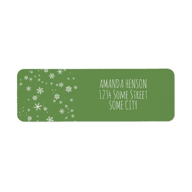 Etiqueta Feriado de Natal Verde e Branco (Frente)