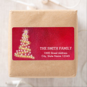 Etiqueta Feriado de Natal Vintage White Red Glitter