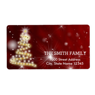 Etiqueta Feriado de Natal Vintage White Red Glitter