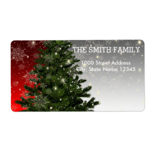 Etiqueta Feriado em Árvore de Natal da Vintage White Snow