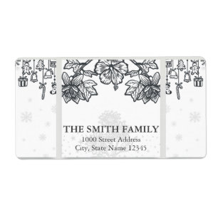 Etiqueta Feriado em Árvore de Natal da Vintage White Snow