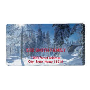 Etiqueta Feriado em Árvore de Natal da Vintage White Snow