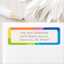 Etiqueta Feriado Personalizado do Arco-Íris Colorido Abstra