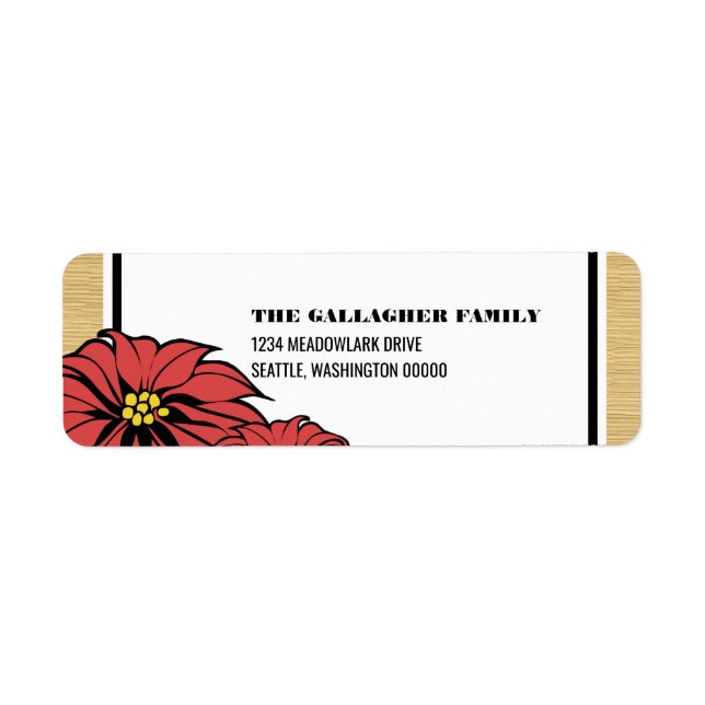 Etiqueta Feriado Rustic Poinsettia (Frente)