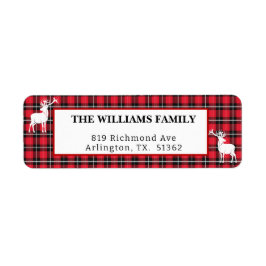 Etiqueta Feriado Rustic Red and Black Buffalo Xadrez