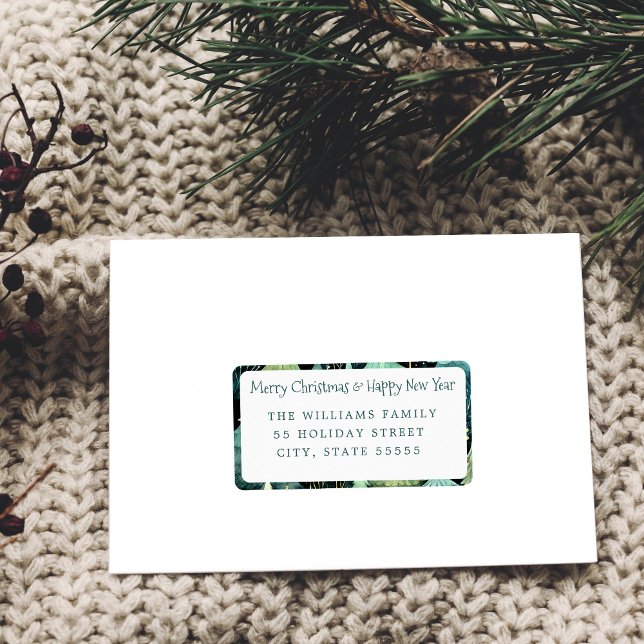 Etiqueta Feriado Verde Rustic Woodland (Rustic Woodland Christmas Address Label)