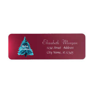 Etiqueta Feriado Vermelho da Árvore de Natal Azul, Natal