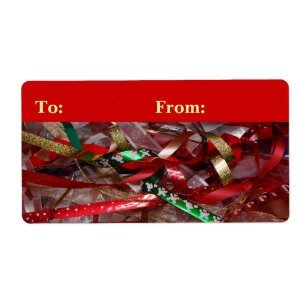 Etiqueta Feriado Vermelho e Dourado das Fitas de Natal