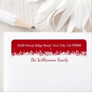 Etiqueta Feriados Brancos Modernos Flocos de Neve Botânicos