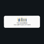 Etiqueta Feriados de Hanukkah Candles<br><div class="desc">Personalize o seu correio de férias com esta engraçada etiqueta de endereço de volta das velas do hanukkah. Você pode encontrar itens de coordenação adicionais na nossa coleção " Happy Hanukkah Candles".</div>