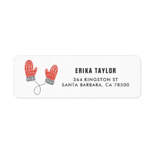 Etiqueta Feriados Felizes, Cute Red Mittens, Personalizados