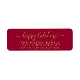 Etiqueta Feriados Felizes Dourados e Endereço de Devolução