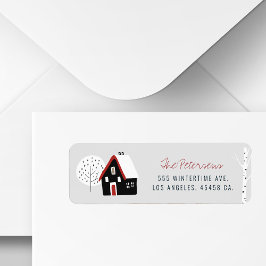 Etiqueta Feriados modernos de inverno para o algodão e árvo