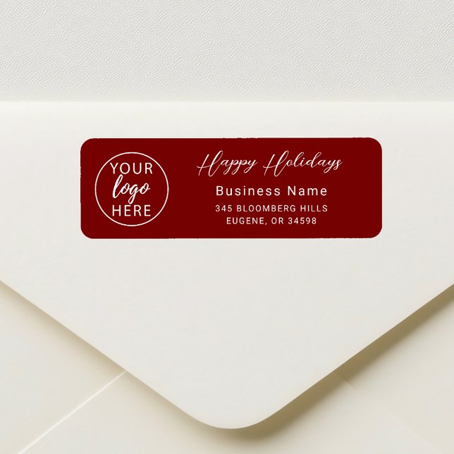 Etiqueta Férias Felizes Endereço de Devolução Personalizado (Happy Holidays Business Custom Return Address Label)