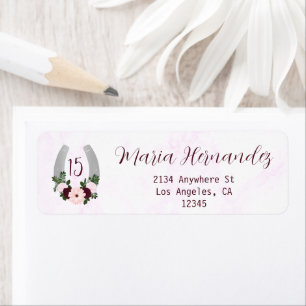 Etiqueta Ferradura Floral Ocidental Quinceanera Endereço