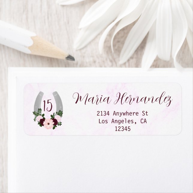 Etiqueta Ferradura Floral Ocidental Quinceanera Endereço (Insitu)