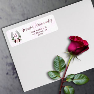 Etiqueta Ferradura Floral Ocidental Quinceanera Endereço