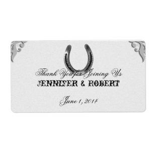 Etiqueta Ferradura prateada no rótulo do frasco de água bra